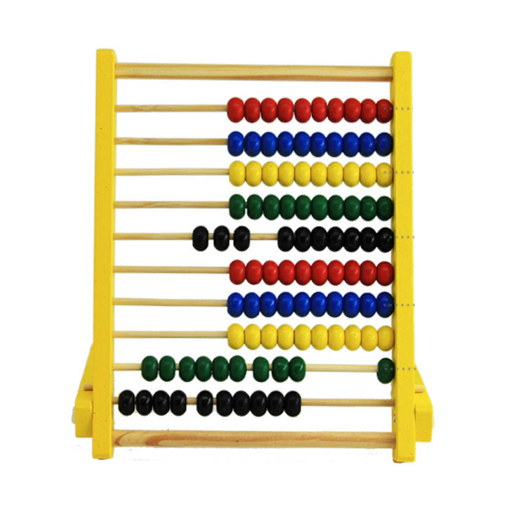 Abaco scolastico in legno con supporto - giallo