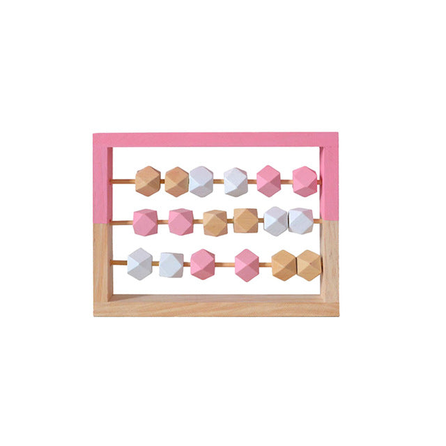 Piccolo abaco in legno - design scandinavo - rosa
