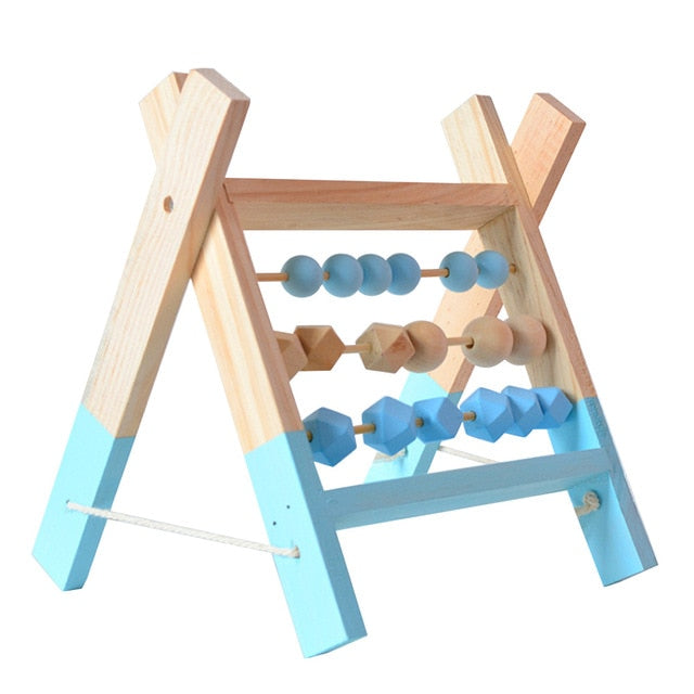 Hölzerner Kinder-Abakus für Kleinkinder – skandinavisches Design – blau