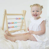 Toddler Wooden Abacus Stand - Scandinavian Design - Pink