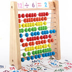 Ábaco de madera con tarjetas de cálculo