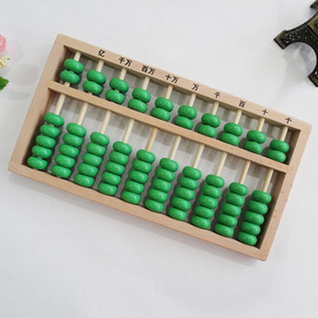 Ábaco chino de madera de 10 columnas - verde