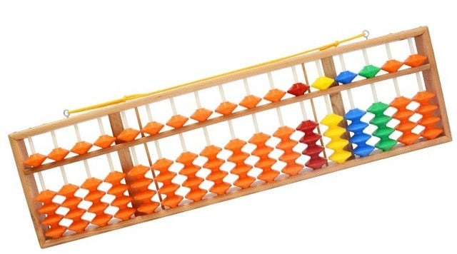 Soroban gigante para aula 17 filas - cuentas naranjas + multicolores
