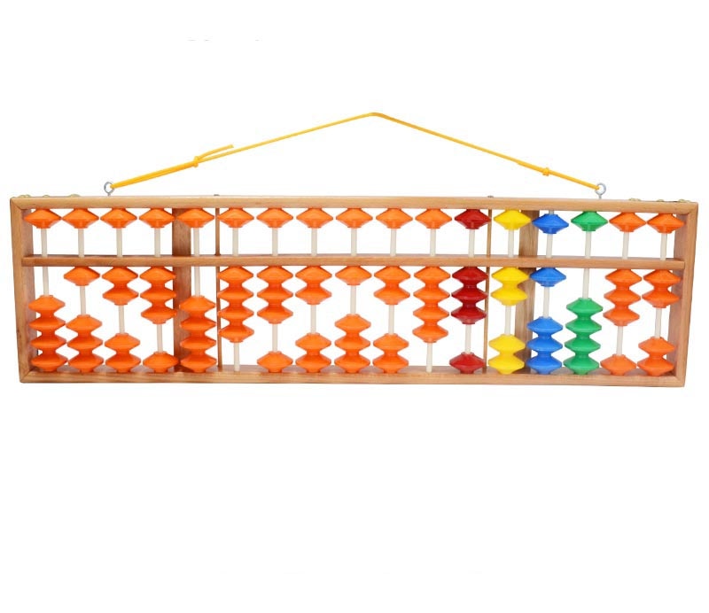 Soroban gigante para aula 17 filas - cuentas naranjas + multicolores