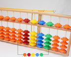 Soroban gigante para aula 17 filas - cuentas naranjas + multicolores