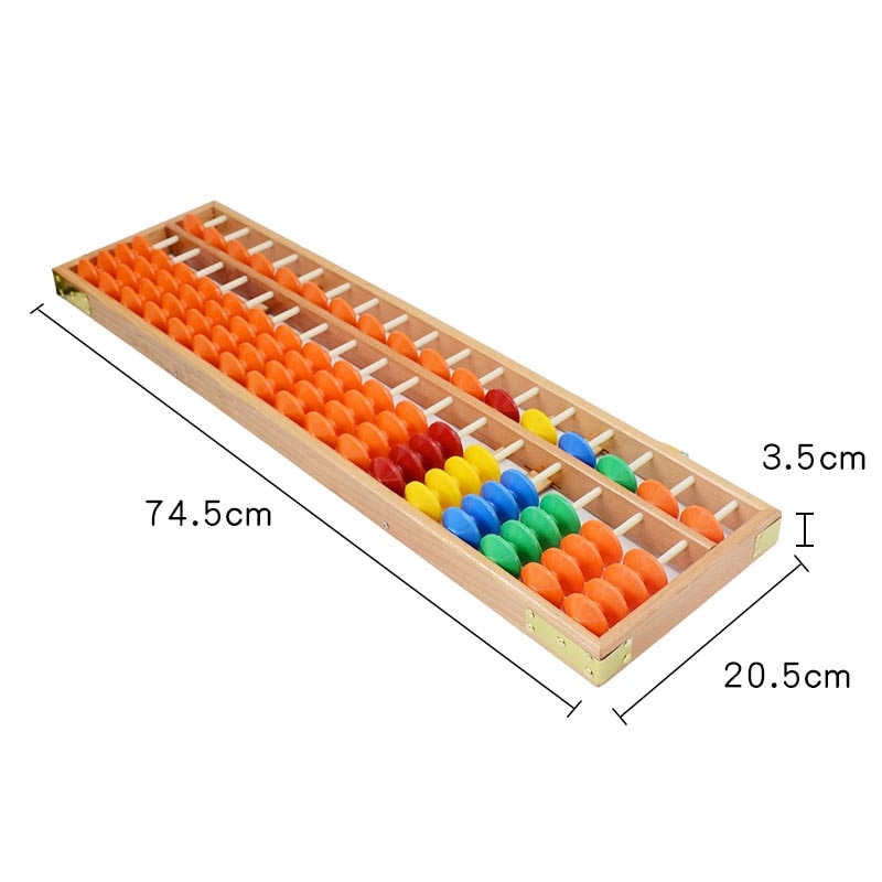 Soroban gigante para aula 17 filas - cuentas naranjas + multicolores