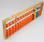 Soroban gigante para aula 17 filas - cuentas naranjas + multicolores