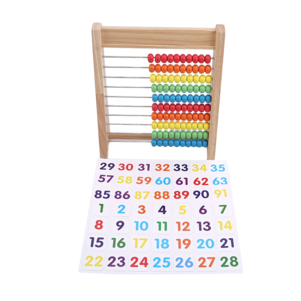 Ábaco de madera con tarjetas de cálculo